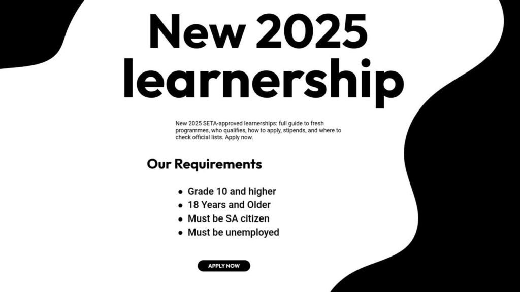 New 2025 learnerships approved by SETA